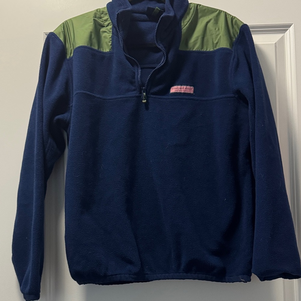 Vineyard Vines Navy and Olive Fleece Pullover